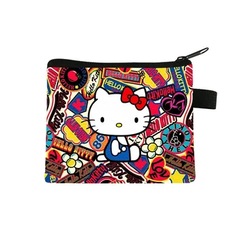 Sanrio Hello kitty, кошелек для монет для девочек, милый кошелек с мультяшными фигурками, держатель для карт, Модный зажим для денег для студентов, подарок на день рождения