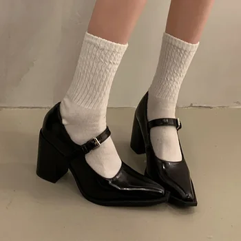 Пикантная Женская Обувь Mary Janes с острым носком; Осенние Новые Модные Туфли-лодочки 