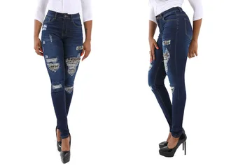Джинсы для женщин, новые однотонные модные леопардовые сексуальные джинсовые брюки с дырками