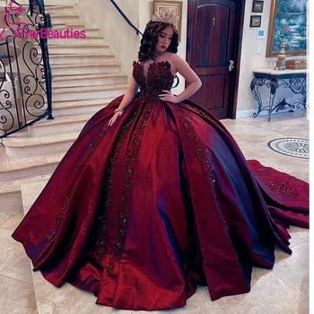 Vestidos De 15 16 Años Quinceañeras Бордовое Бальное Платье Пышные Платья для Женщин Sweetheart Sweet 16 Dress