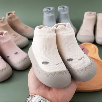 4 цвета, Детские носки, Обувь, Новая хлопковая нескользящая детская обувь с мягкой подошвой, Мультяшная резиновая подошва, детские кроссовки для малышей