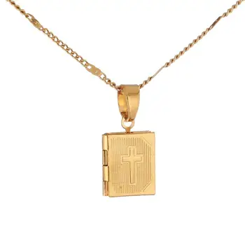 Медальон из 24-каратного золота, кулон с крестом, ожерелье с Иисусом, модные ювелирные изделия унисекс.