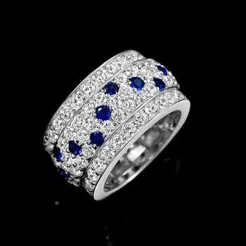 Новое Серебряное круглое широкое кольцо 925 пробы, Потолочный Синий Nano 2,4 мм, Винтажное кольцо Buhelati Sky Star, Женское Свадебное