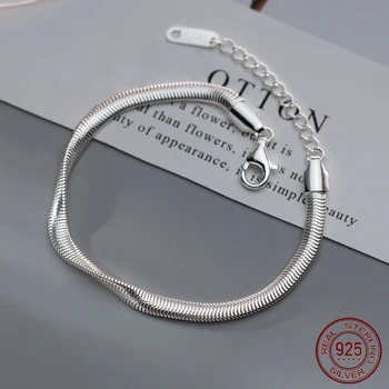 Женские простые браслеты La Monada 16,5 + 4,5 см, цепочка-змейка из серебра 925 пробы, толщина 0,4 см, женский браслет из серебра 925 пробы.