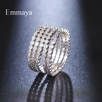 Emmaya Новое поступление, Многослойное кольцо с блестящим цирконием Для женщин, Благородные украшения для свадебной вечеринки