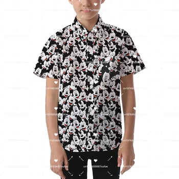 Детская Гавайская рубашка с Микки Маусом Для Мальчиков И девочек, Рубашка на пуговицах С коротким рукавом, Гавайская Повседневная Пляжная рубашка Disney, Рубашка Для детей
