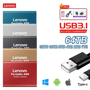 Lenovo 1 ТБ Портативный SSD USB 3,0 HDD 2 ТБ Высокоскоростной Внешний Жесткий Диск Mass Storage Мобильные Жесткие Диски Для Настольных компьютеров/ Ноутбуков / Android