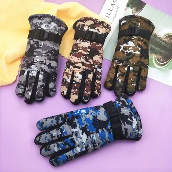 Детские перчатки, зимние флисовые теплые камуфляжные перчатки, детские модные варежки для мальчиков и девочек, толстые лыжные уличные варежки 7-13 лет