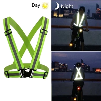 Мужской женский светящийся жилет Одежда с высокой видимостью Отражающий жилет безопасности для взрослых Бег Езда на велосипеде Ночные дороги Мотоцикл
