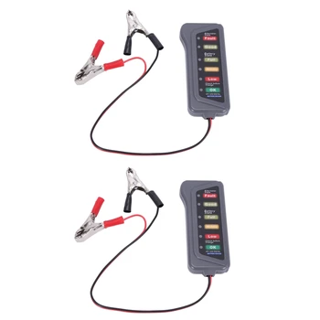2X Тестер автомобильного аккумулятора и генератора 12 В - проверка состояния аккумулятора и зарядки генератора (светодиодная индикация)