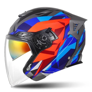 M-3XL Синий Хрустальный Мотоциклетный Шлем С Открытым Лицом, Износостойкие Принадлежности Для Мотокросса, Дышащая Защита Головы От Падения, Байкерский Шлем
