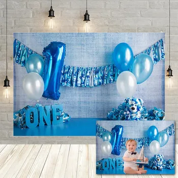 Avezano Blue Boy 1st Birthday Party Фон для фотосъемки Воздушные шары на полу Фон для портрета новорожденного Реквизит для фотостудии Photozone