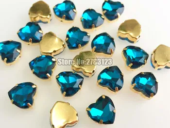 Павлин с золотым дном, синее сердце, форма AAA, стеклянный кристалл, пришитый к камням-когтям, плоские россыпные стразы, Бесплатная доставка SWHJ013