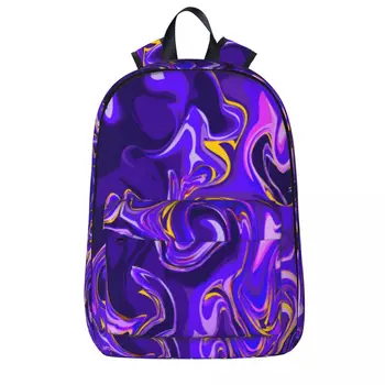 Фиолетовый Мраморный рюкзак с жидким дизайном, Университетские рюкзаки Для женщин и мужчин, школьные сумки Kawaii, Дизайнерский рюкзак с рисунком