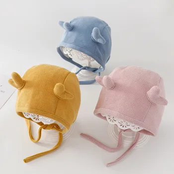 Милая детская шапочка с кошачьими ушками, осень-зима, Мягкая шапочка для мальчиков и девочек, Однотонные защитные шапочки для новорожденных, Шапочка-капор Enfant