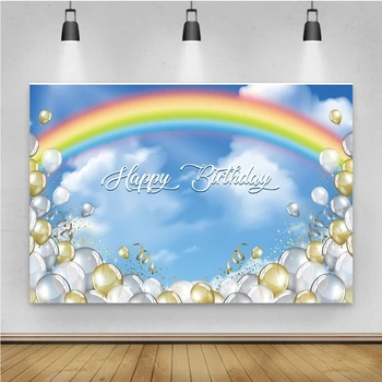 Laeacco Лайт Боке Красочный Воздушный шар с радужным небом, фон для портрета ребенка на День рождения, Фотографический Фон для фотостудии