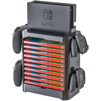 Станция-органайзер Nintendo Switch, кронштейн для хранения дисков с 10 играми, 4 держателя консоли контроллера, подставка для NS Nintendo Switch