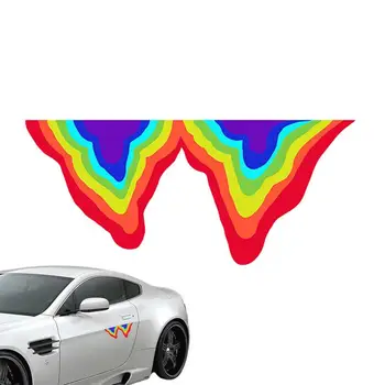 Светоотражающая наклейка на автомобиль с эффектом жидкой радуги сбоку, на стекле заднего кузова, на багажнике, на мотоцикле, на скутере