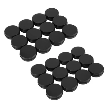 24шт 1 унция Черных алюминиевых Жестяных банок Контейнеры с круглыми завинчивающимися крышками Пустые Металлические Банки для хранения
