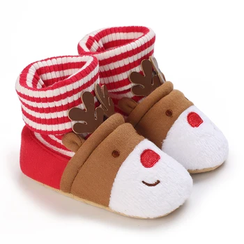 Новорожденный зимний хлопок обувь для мальчика Детская обувь Обувь для девочек олень обувь нескользящие хлопок подошва Обувь для малышей обувь Детская обувь