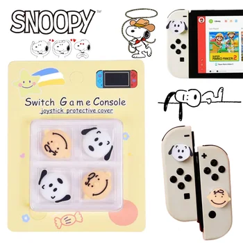 4шт Колпачок для Джойстика Snoopy для Nintendo Switch OLED Lite Joycon Cap Game Cute Protector Grip Чехол для Джойстика Детские Игрушки В Подарок