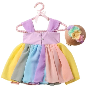 67JC Реквизит для детской фотосессии, платье-комбинация, эластичная цветочная лента для волос, реквизит для позирования, аксессуары для костюмов для фотосъемки новорожденных
