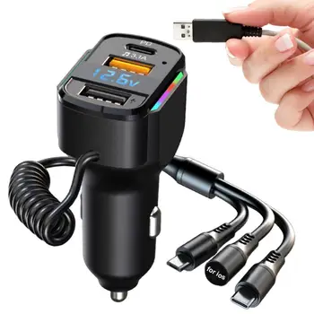 Адаптер автомобильного зарядного устройства USB Автомобильное зарядное устройство Dual USB Прикуриватель Розетка для быстрой зарядки для автомобилей 3 В 1 Pd USB Быстрая зарядка для автомобилей