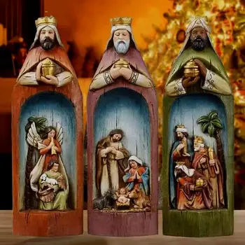 Рождественский набор Wise Men Поделки из смолы Фигурка Трех Королей Рождественская Рождественская коллекция Римское абстрактное искусство Скульптура Украшение