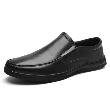 Весенняя мужская обувь 2023 года, новая водонепроницаемая и противоскользящая спортивная обувь, мужская повседневная кожаная обувь, Чистая черная рабочая