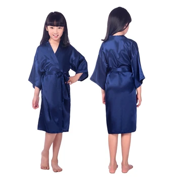 Ночная рубашка большого размера, атласная пижама, детская одежда для сна, свадебное платье с цветочным узором для девочек, кимоно, халат szlafrok satynowy