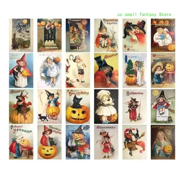 R3MA Винтажные открытки на Хэллоуин 24шт поздравительных открыток из тыквы с декором конвертов