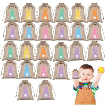 Пасхальные сумки для детей, сумки для подарков для вечеринок, контейнер для пасхальных яиц, сумка-тоут для поделок своими руками с дизайном Пасхального кролика, Пасхальный подарок