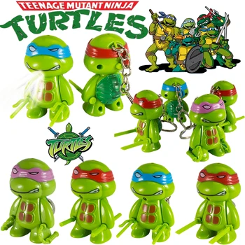 Новый брелок для ключей Teenage Mutant Ninja Turtles TMNT с мультяшной анимацией вокруг светоизлучающего звука, брелок с мультяшной игрушкой-подвеской