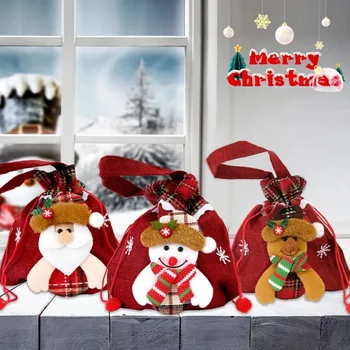 Новая мультяшная рождественская сумка для конфет, сумка-тоут, Рождественские украшения, Детская рождественская сумка для яблок, карман для связок