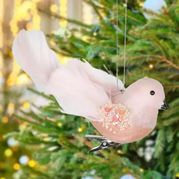 Имитация птичьего кулона Изысканное украшение для Рождественской вечеринки Праздничные имитированные птичьи украшения из пенопластовых перьев для дома на праздник