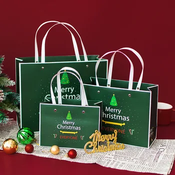 Сумка для рождественских подарков, квадратные сумки из крафт-бумаги, рождественские чулки, украшения для дома, ретро-бумажный пакет в канун Рождества Санта