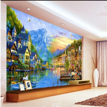 beibehang 3d стереоскопические фрески в стиле романтики средиземного моря Китайский ТВ фон обои гостиная спальня papel de parede