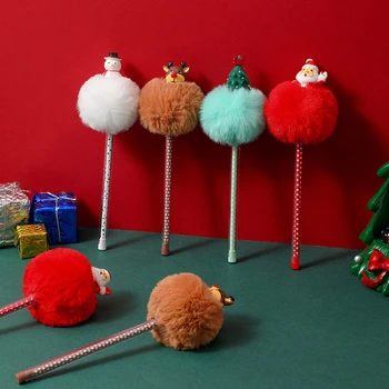 Рождественская серия, милая мультяшная плюшевая шариковая ручка, креативные ручки для подписи, Офисный подарок, Школьные принадлежности, Канцелярские принадлежности, Забавная ручка