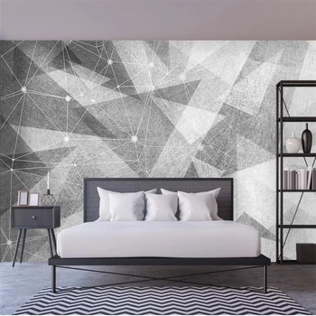Пользовательские обои 3d фрески современные минималистичные черно белые абстрактные геометрические линии диван фон настенная живопись 3d обои