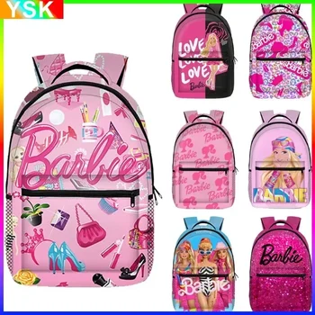 MINISO Barbie Школьная сумка для Барби с принтом принцессы Барби, студенческий рюкзак, большая емкость, сумка для компьютера, производитель