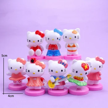 Кавайная Пластиковая кукла Hello Kitty Kuromi My Melody Young Girls Heart Украшение торта на день рождения Украшение рабочего стола Мультяшная игрушка в подарок