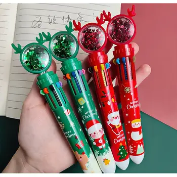 1шт домашнего декора Лось С Рождеством Рождественский Мальчик Санта Клаус Канцелярские принадлежности Десятицветная ручка Рождественская шариковая ручка