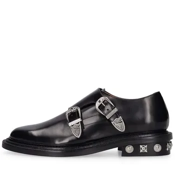 SHOOEGLE, мужские роскошные модельные туфли, Новые высококачественные кожаные туфли для жениха с металлической пряжкой, черные Деловые туфли для менеджера