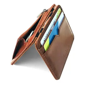 Мужской Маленький кожаный волшебный кошелек с карманом для монет, мужской мини-кошелек, сумка для денег, держатель кредитной карты, зажим для наличных денег