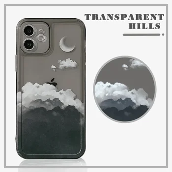 Ретро страна чудес Луна Градиентное облако Прозрачный Чехол Для Телефона iPhone 15 14 13 11 12 Pro Max Xr 14 15 Plus Xs Max case Симпатичный Чехол