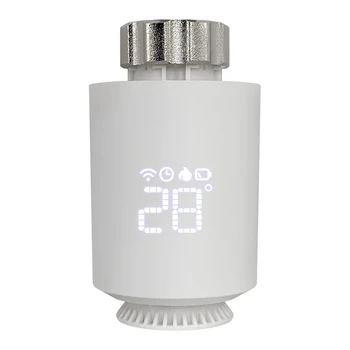 Термостат Tuya Zigbee, регулятор температуры привода радиатора, белый для Alexa Google Home