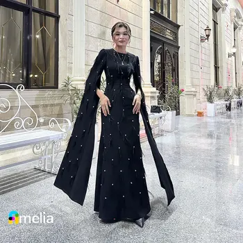 Выпускное платье Amelia с круглым вырезом и длинными рукавами Длиной до щиколоток Вечернее платье Для женщин Свадебные вечерние платья Arabia2023