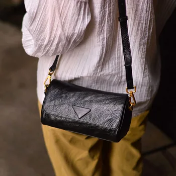 Нейтральная новая бостонская сумка AETOO в винтажном стиле, большая вместительная сумка-подушка, текстурная кожаная сумка через плечо ручной работы