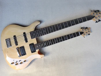 Белый корпус Электрической бас-гитары с двойным грифом, 5 + 4 струны, черное оборудование, Предоставление индивидуального обслуживания