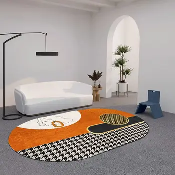 Современный минималистичный овальный ковер для гостиной, украшение спальни, Мягкие ковры специальной формы, журнальный столик, коврик, коврики для декора спальни